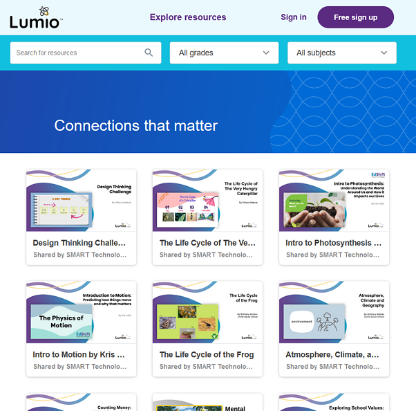 Lumio by SMART resources and activities