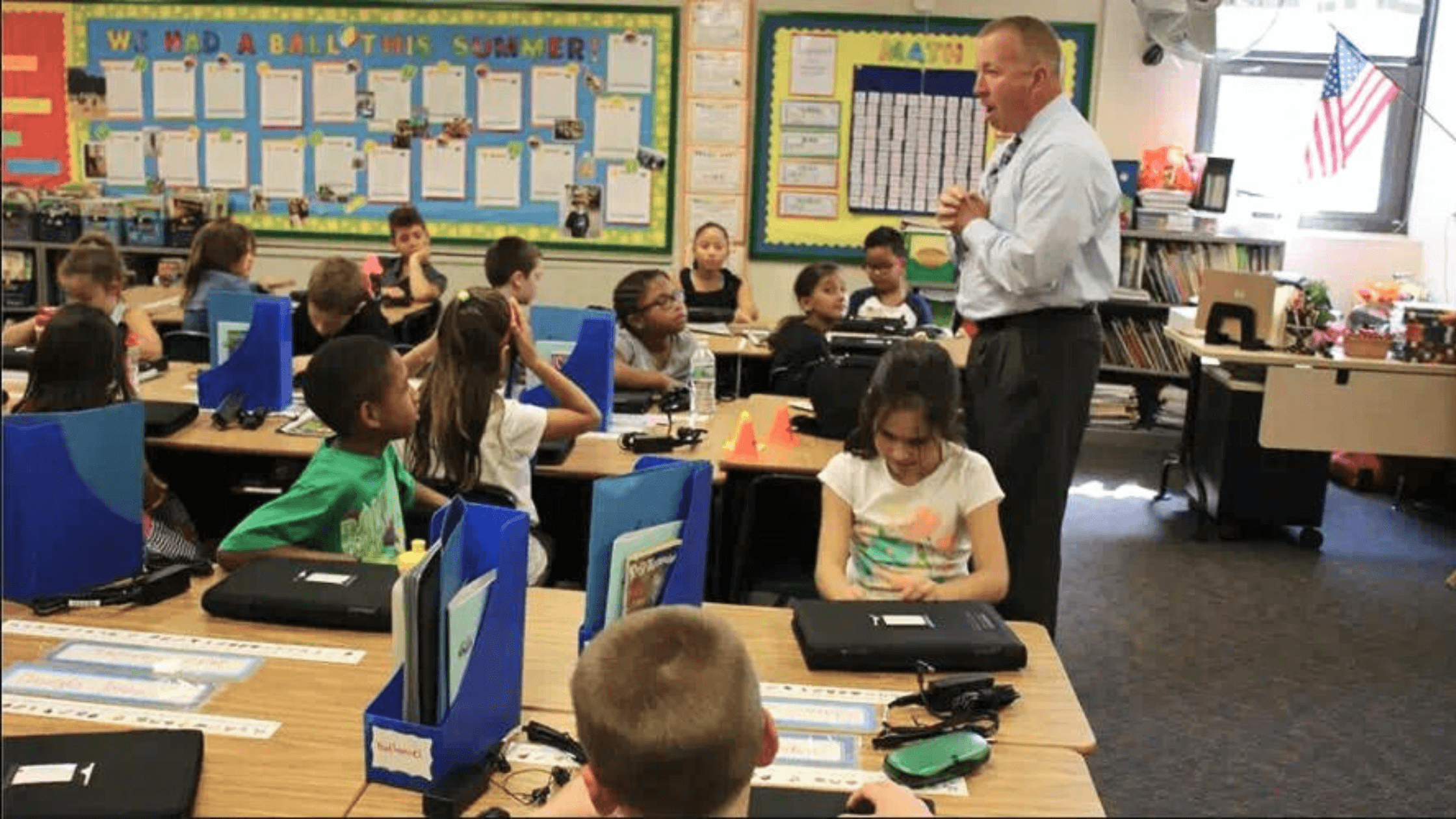 Educator, Jay Salerno, instructing his class of grade 2 students.