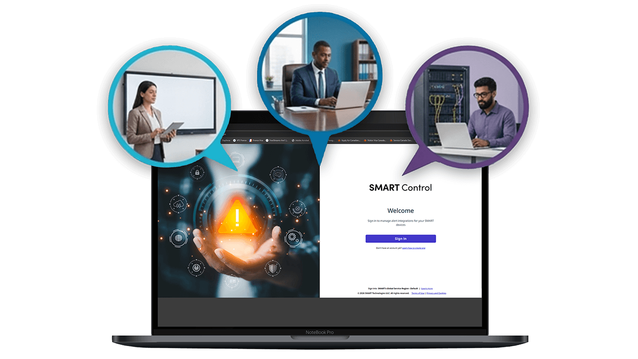 SMART Control Signage platform supporting content management across multiple roles and users.