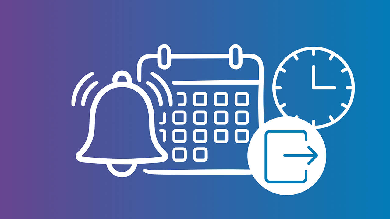Illustration representing scheduling and publishing content to displays at specific dates and times.