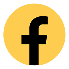 Logo Facebook en noir sur fond jaune