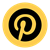 Logotipo de Pinterest en negro sobre un fondo amarillo