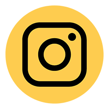 Schwarzes Instagram-Logo auf gelbem Hintergrund