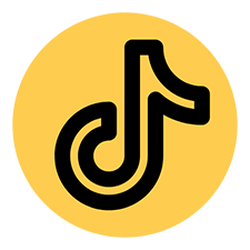 Schwarzes TikTok-Logo auf gelbem Hintergrund