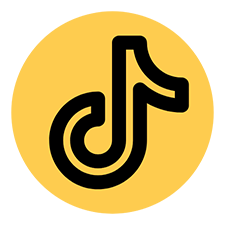 TikTok logo in black on yellow background