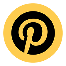 Logo di Pinterest nero su sfondo giallo