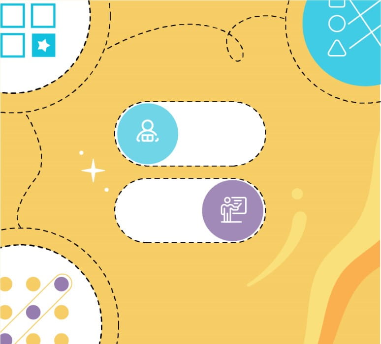 Icon depicting flexible lesson pacing and practice, with a timeline and adjustable nodes symbolizing customization.
