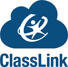 شعار ClassLink الذي يُظهر شخصية منمقة تتحرك داخل سحابة، يرمز إلى سهولة الوصول والخدمات التعليمية القائمة على السحابة.