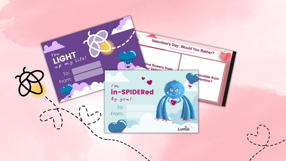 Preview of Lumio Valentines day cards and activities.