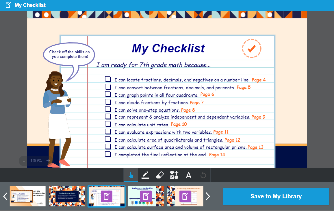 Image of a Grade 7 Math lesson.