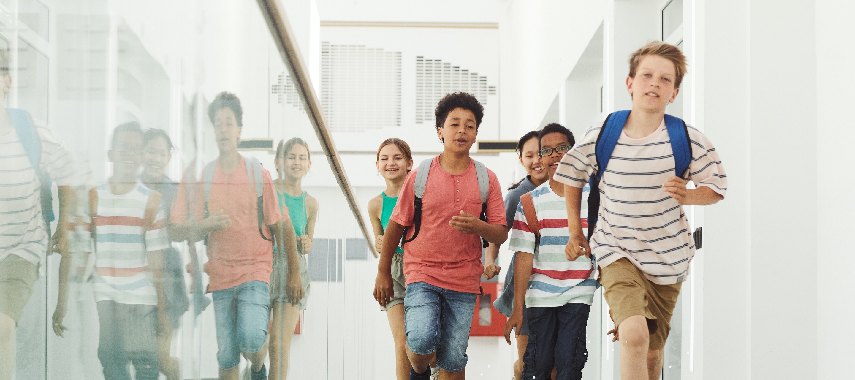 Students running back to class.