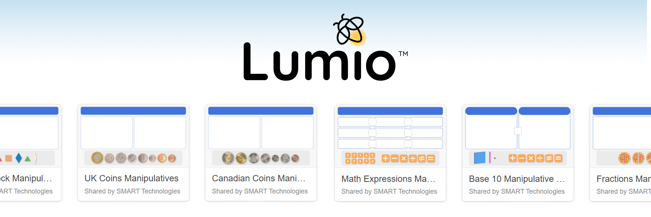 Lumio manipulative options.