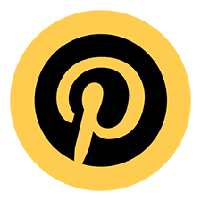 Logo Pinterest w kolorze czarnym na żółtym tle