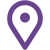 Icône violette d'une épingle de localisation ou d'un marqueur de carte.